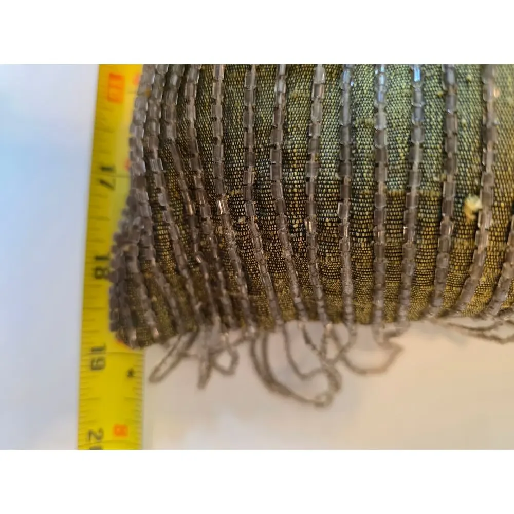 CBK Silk Green Satung Beaded Decorative Pillow Luxury Glam Holllywood Regency